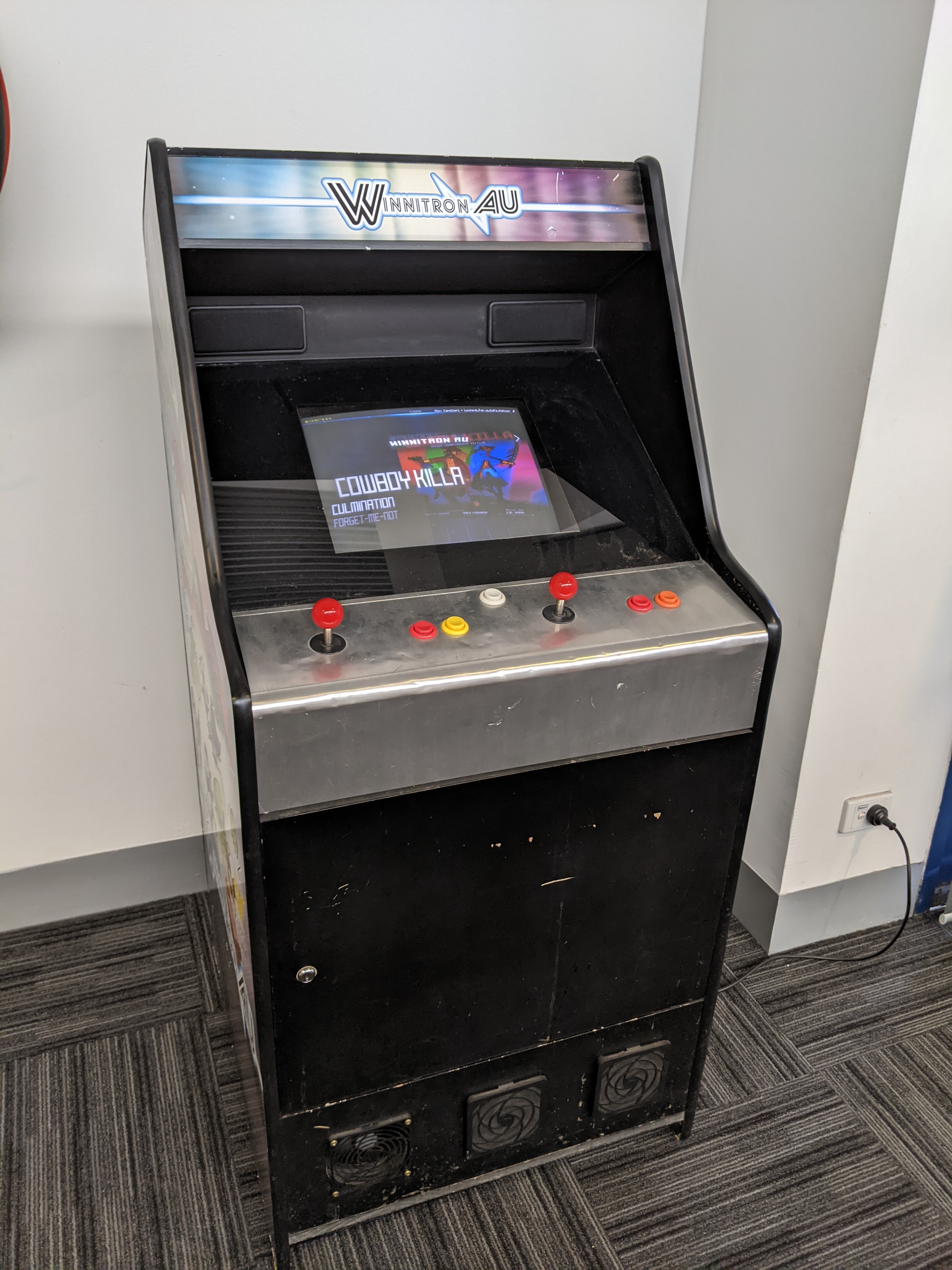 A photo of the Winnitron AU when it was briefly running at The Arcade 2.0.